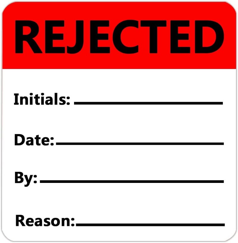 Top label Rejected Labels,Inventory Rejected Stickers for Quality Control Check Tested,1.8x2Inch,500Pcs Red - Image 2
